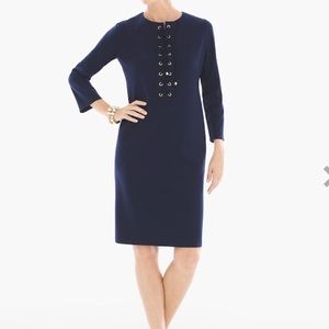 Chico’s Sailor Zip Up Navy Dress Gold Design Sz 1